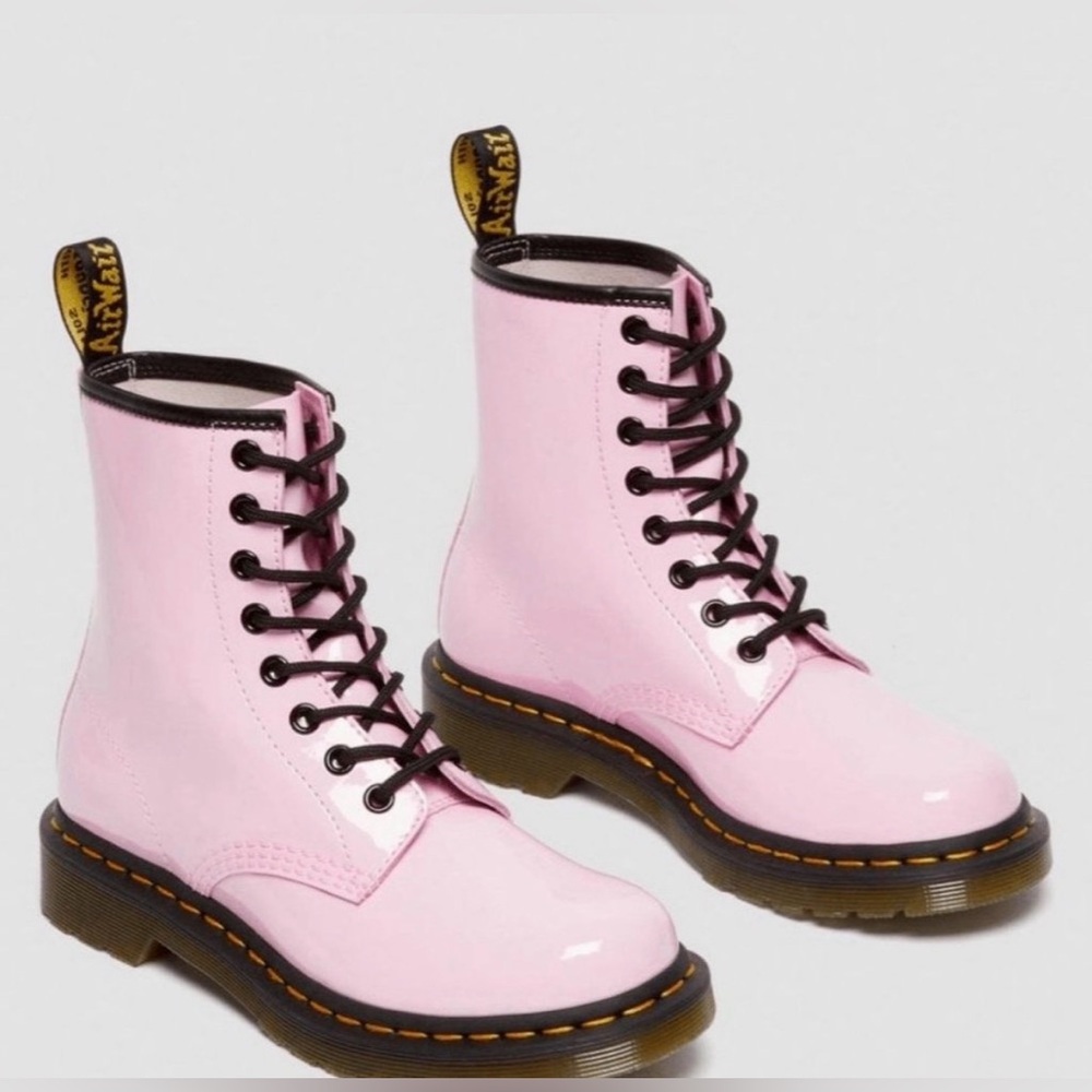 Dr. Martens 1460 Pale Pink Women's Patent Leather Lace Up Boots